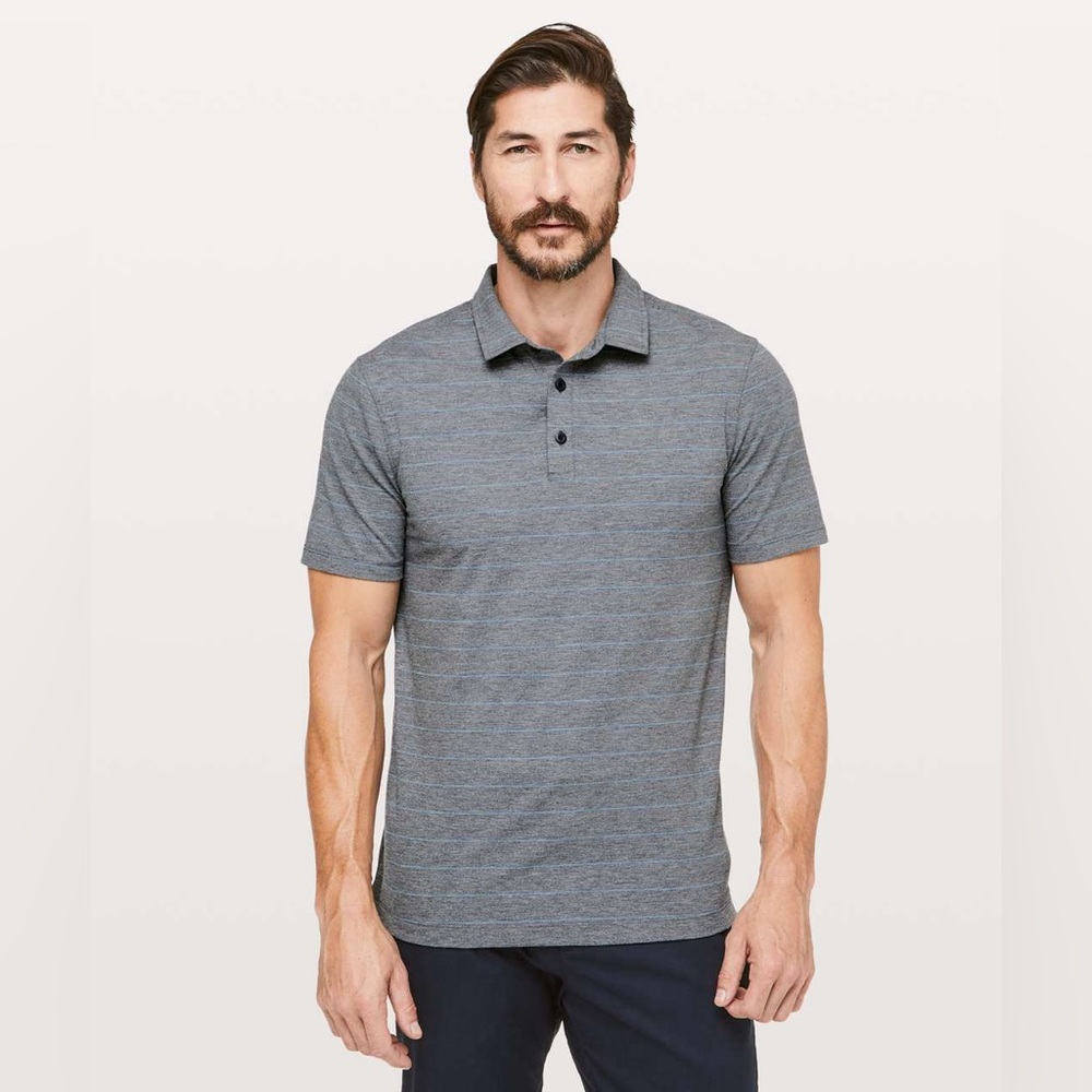 Lululemon Evolution Striped Polo Shirt Button Up Mens Size Small